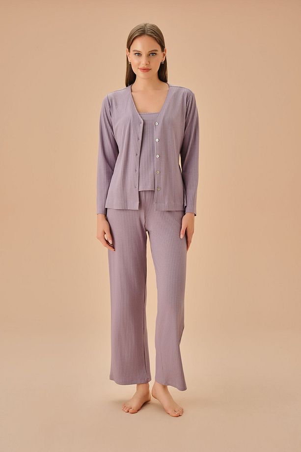 Rosa Üç Parçalı Pijama Takımı - 1