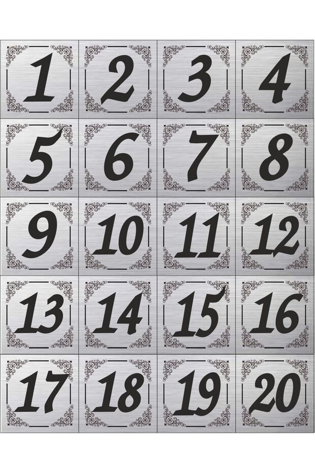 Metal Door Apartment Apartment Table Cabinet Number Set of 20 Pieces from 1 to 20