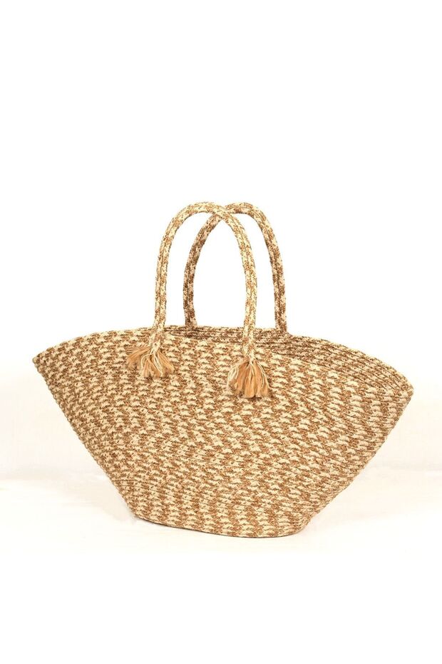 Natural Straw Jute Hand Knitted Beige-cream Women's Beach Bag