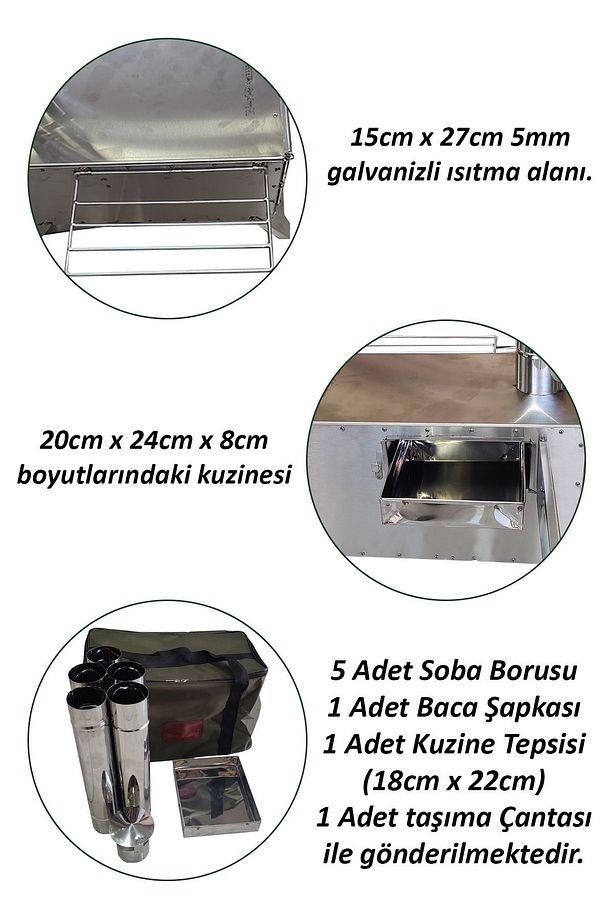 Krom Kuzineli Çadır Sobası Tepsisiyle Birlikte - 3