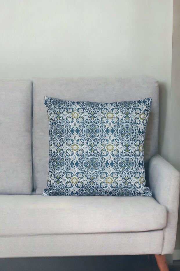 غطاء وسادة منقوش مقاس 43 × 43 سم مزخرف عرقيًا Ikat Damask Inta-892