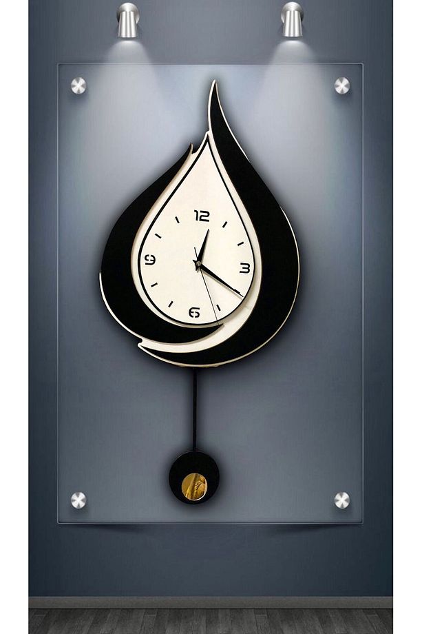 Retro DMR Damla Model Sarkaçlı Saat,Ahşap Duvar Saati, Duvar Saati, Ahşap Saat, Wooden Wall Clock A - 3