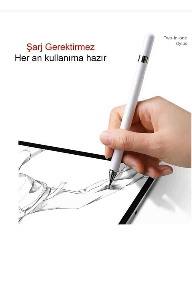 Android ve İos Uyumlu Dokunmatik Kalem 2 in 1 Kalem Tüm Telefon ve Tabletlerle Uyumlu Stylus Kalem - 8