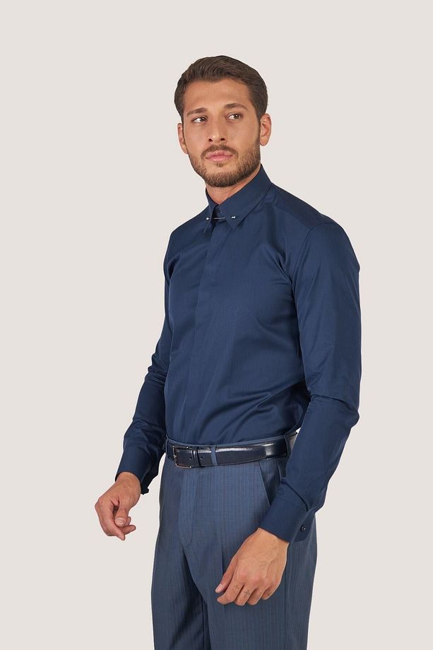 Yaka Iğneli Slim Fit Gömlek - 6
