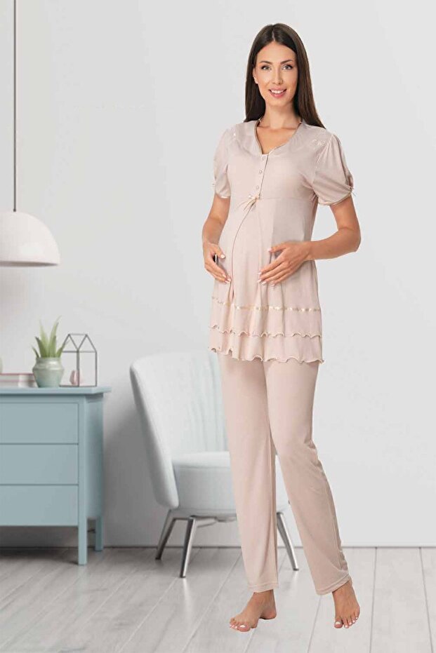 Mayss Collections 8022 Vizon Renk Lohusa Pijama Takımı - 1