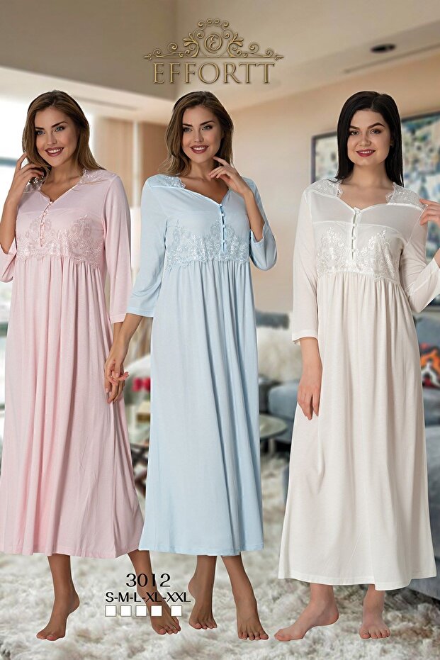3012Pm Lace Detailed Maternity Nightgown Set