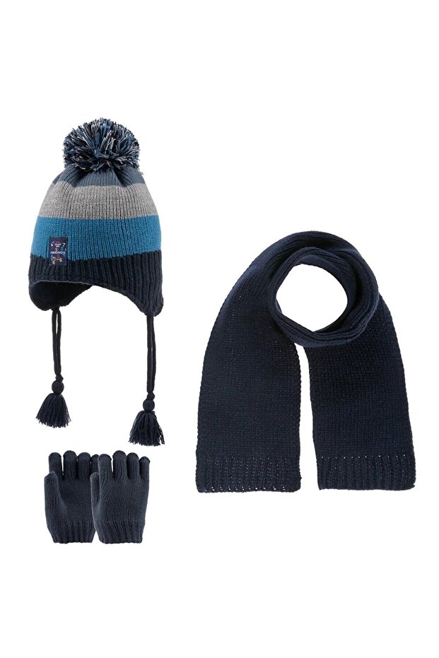 1-4 Years Boy Scarf Beanie Gloves Set 3 Pieces