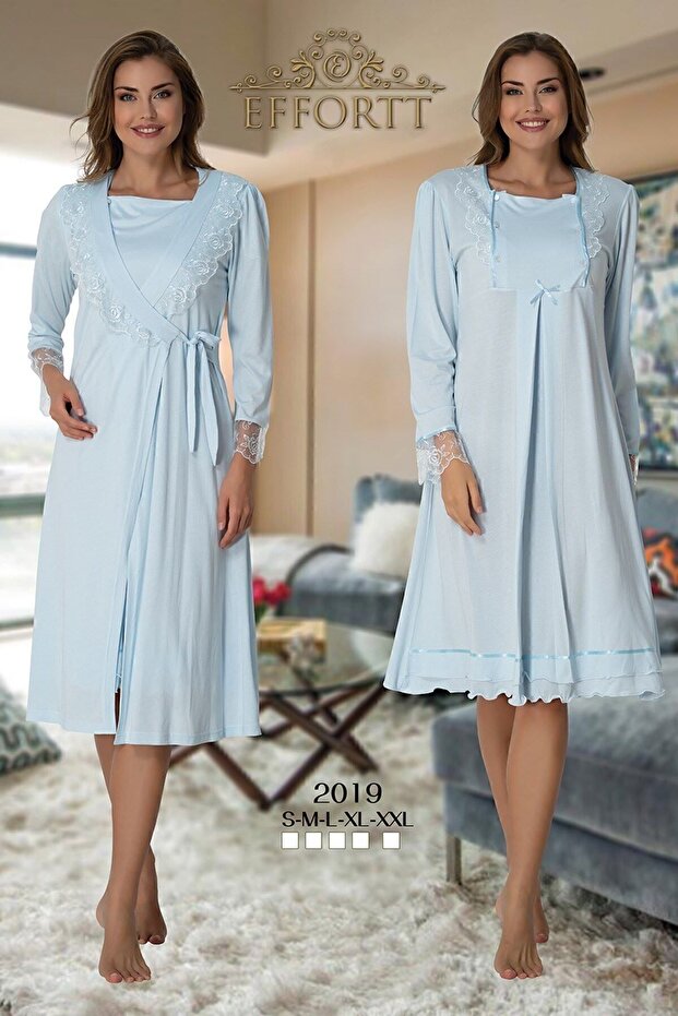 Maternity Nightgown Set with Dressing Gown