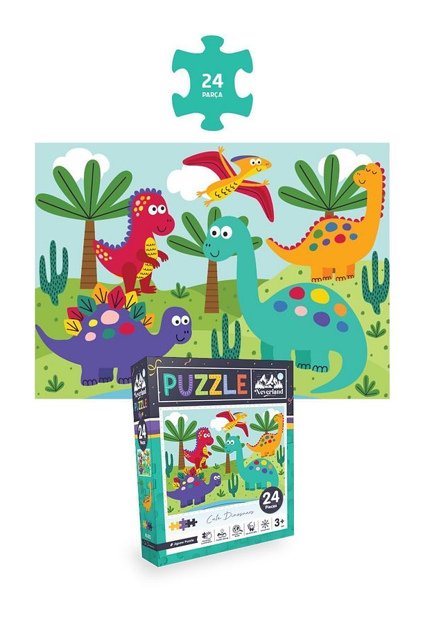 3 ADET PUZZLE - 24 P.SEVİMLİ DİNOZORLAR ve 50 P. HAYVANLARLA OTOBÜS ve 100 P. HAYVAN DÜNYA HARİTASI - 2