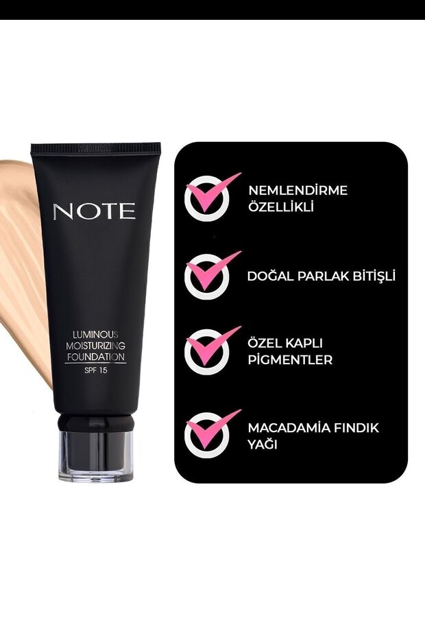 Luminous Moisturizing Spf 15 Nemlendirici Etkili Parlak Bitişli Fondöten - 01 Beige - 3