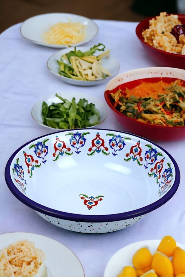 20 Cm Emaye Kase Tabak, Çukur Tabak, Salata Tabak, Cips Tabak - 6