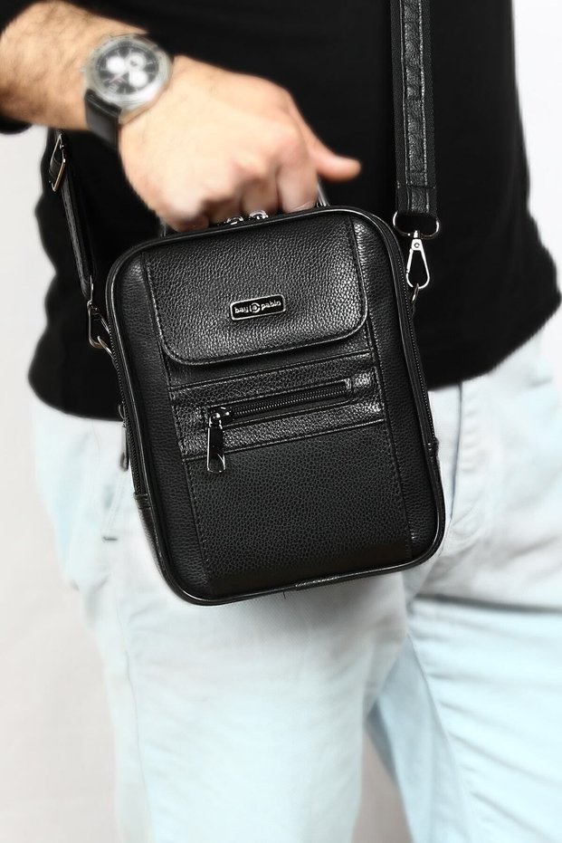 C70 Black Steel Case Medium Size Men's Bag with Hand and Shoulder Strap