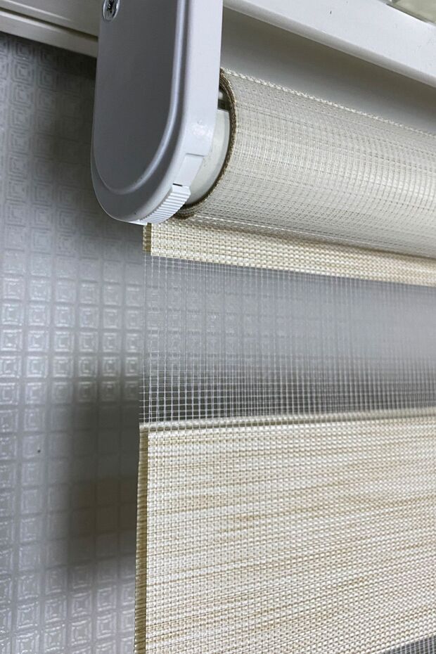 Ithal Bambu Krem Bambu Stor Zebra Perde Etek Dilimsiz - 3