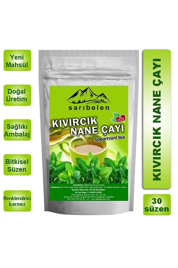 2 Adet Kıvırcık Nane Çayı Pcos & Sindirim Dostu Spearmint Tea 45 G 30 Süzen Poşet - 3