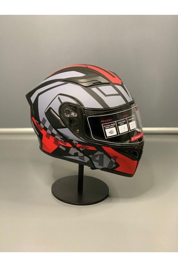 Jk-902 Güneş Vizörlü Çene Açılır Kask H1 RED - 1