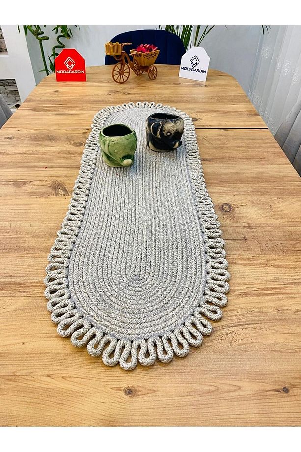 Jüt, Hasır, Dekoratif Masa Örtüsü, Runner 35x100 CM, Amerikan Servis, Sehpa Örtüsü, Bohem Tarzı - 1