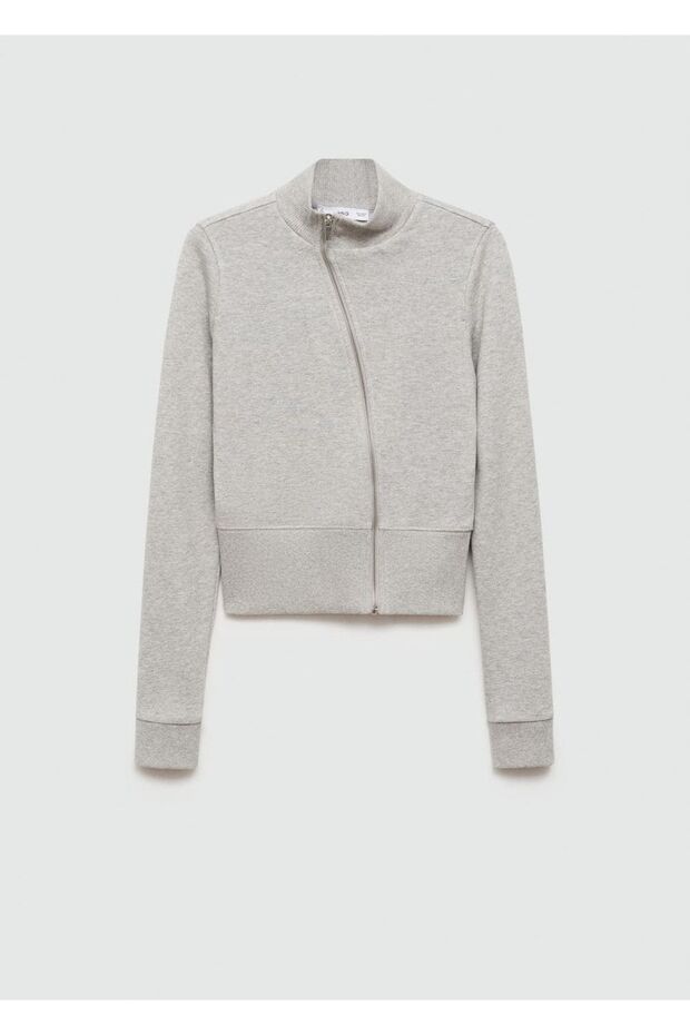 Asimetrik fermuarlı sweatshirt - 3