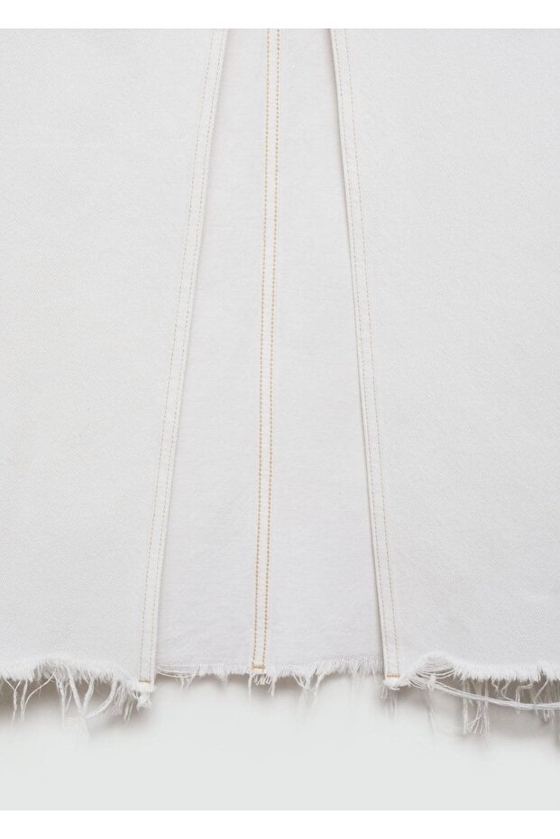 Yırtmaçlı denim etek - 6