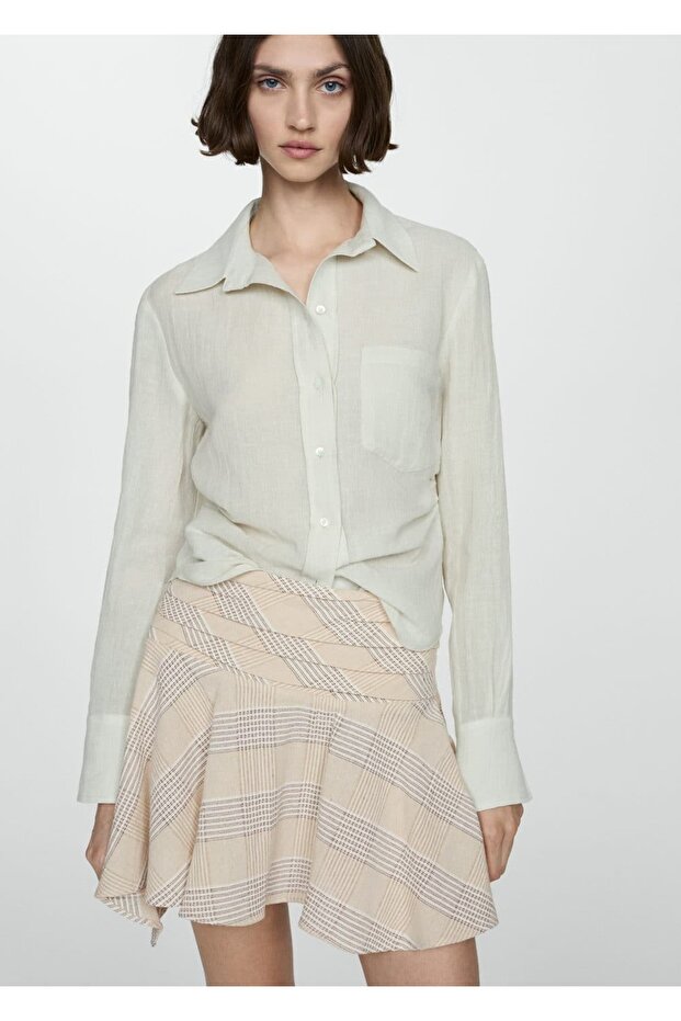 Asimetrik Desenli Mini Etek - 5