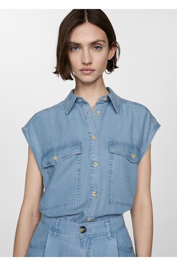 Kolsuz lyocell gömlek - 1