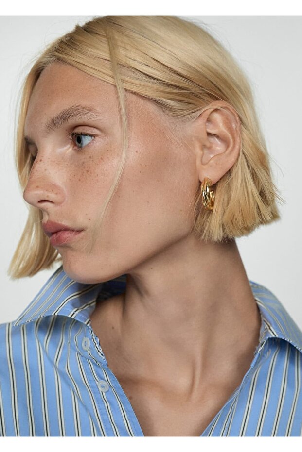 Çizgili anvelop gömlek elbise - 5