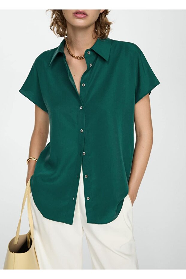 Kısa kollu lyocell gömlek - 5