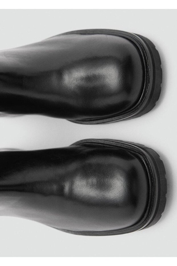 Fermuarlı Deri Uzun Çizme - 5