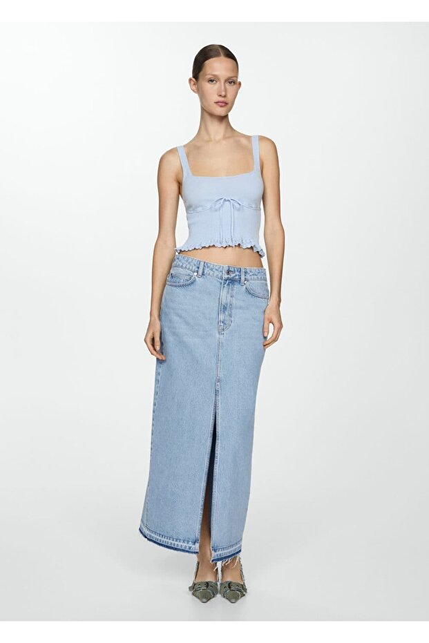 Dikişsiz Denim Etek - 2