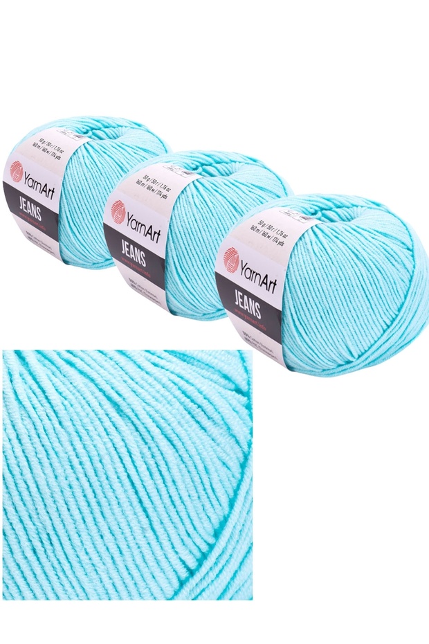 Yarn Art Jeans Amigurumi Knitting Thread 76 Cyan Color Cardigan Knitting Thread Baby Thread Punch Thread Pack of 3