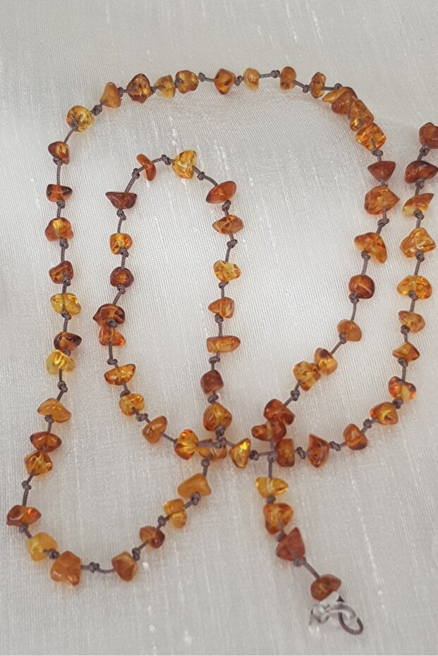 Damla Amber Glasses Chain - Thread 70 Cm Caramel Color