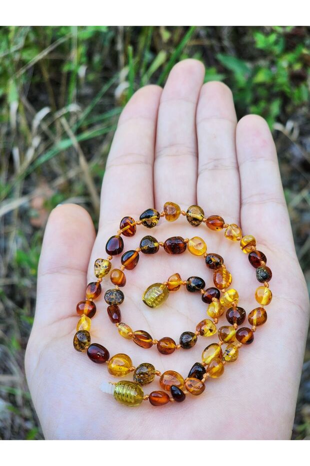 Drop Amber Fossil Child Necklace Baroque 40 cm