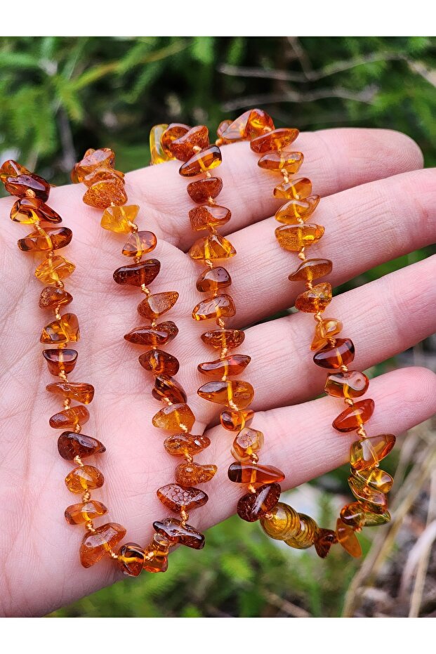 Damla Amber Mother Necklace Caramel 52 Cm Certified