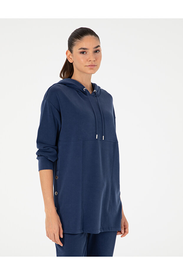 Navy Blue Comfort Fit Modal Fabric Sweatshirt 50290992-Vr033