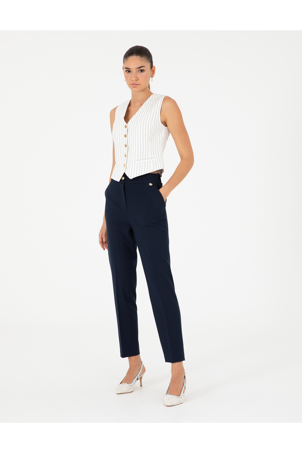 Navy Blue Fabric Trousers 50290383 -Vr033