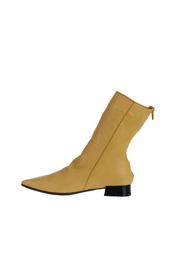 Sarı Deri Kadın Topuklu Bot 01wr3011 - 3