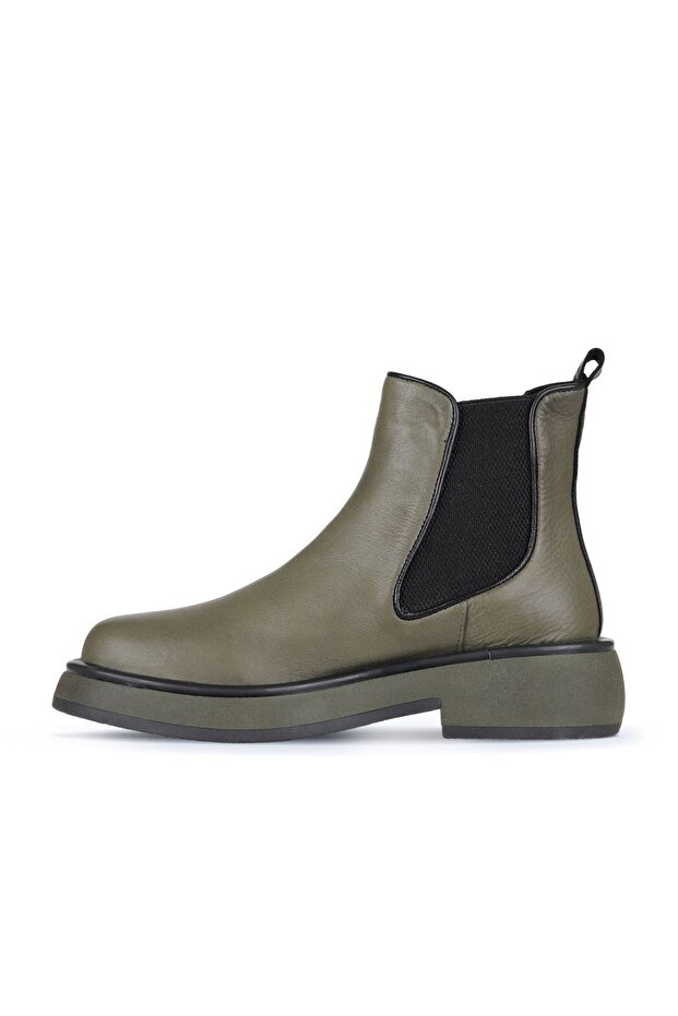 Haki Deri Kadın Düz Bot 01wz4501 - 3