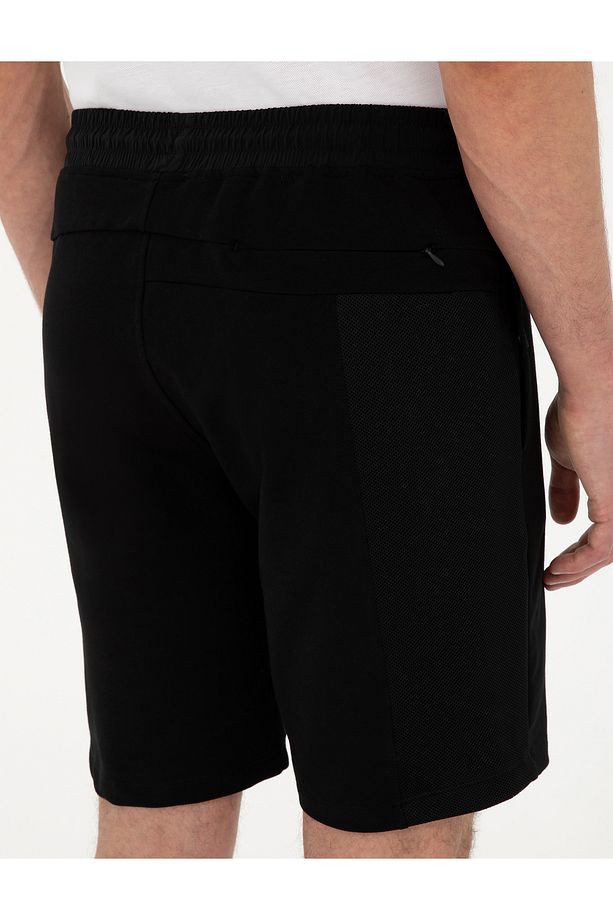 Siyah Regular Fit Örme Şort 50284172-VR046 - 6