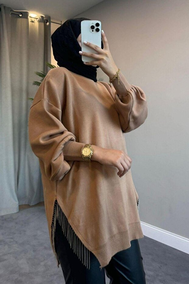 Трикотаж с половин верига, пуловер Suggun с кафе и мляко - 4