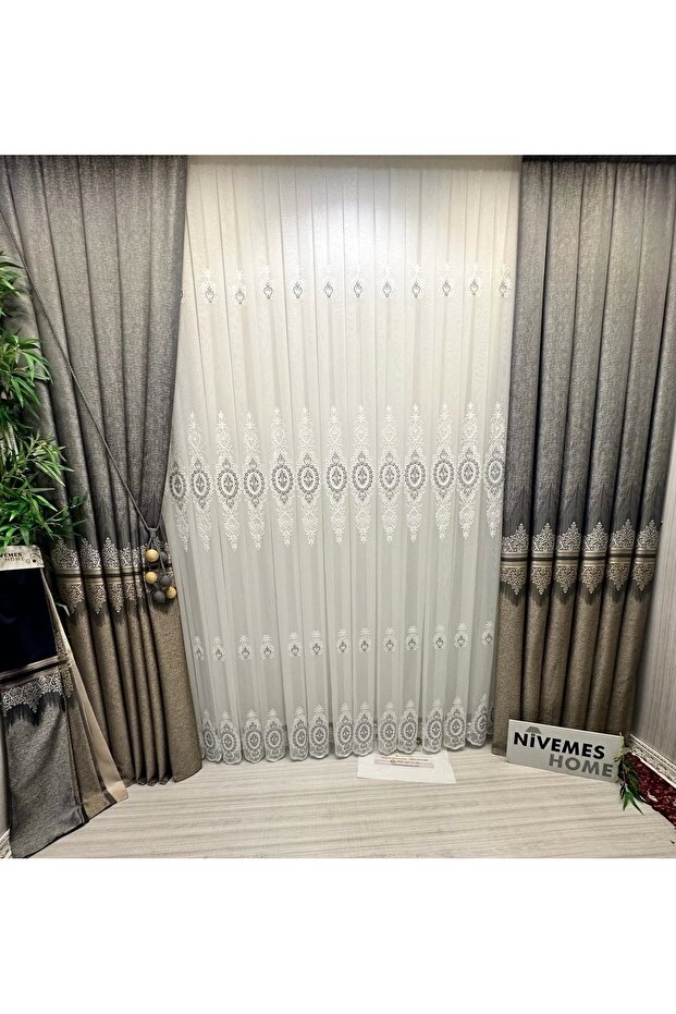 Nivemeshome Yaren 1/3 Tight Pleated Tulle Curtain Apm