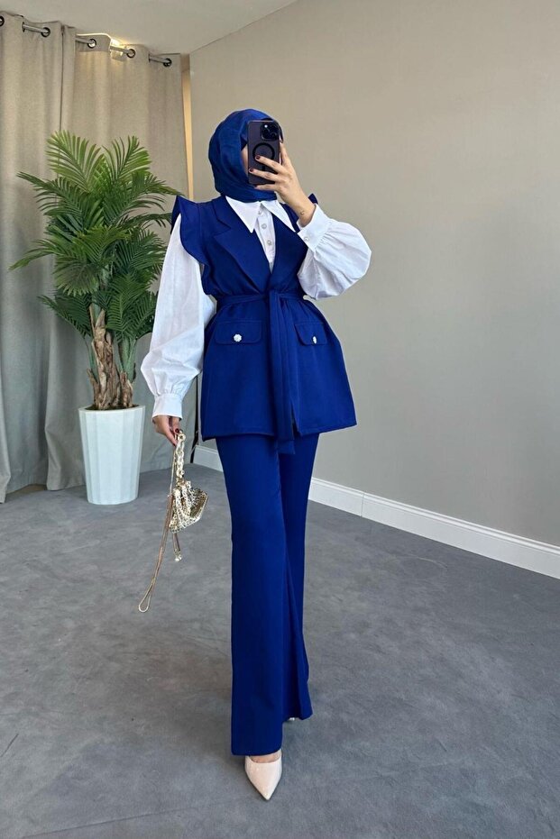 Hürrem Vest Set Cobalt Blue