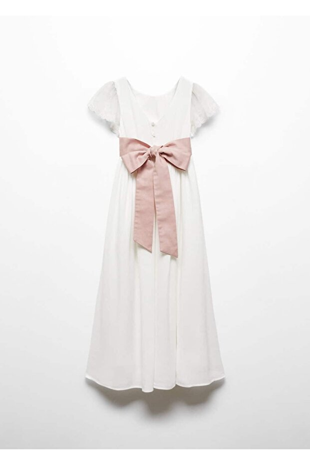 İşlemeli Fiyonklu Elbise - 2