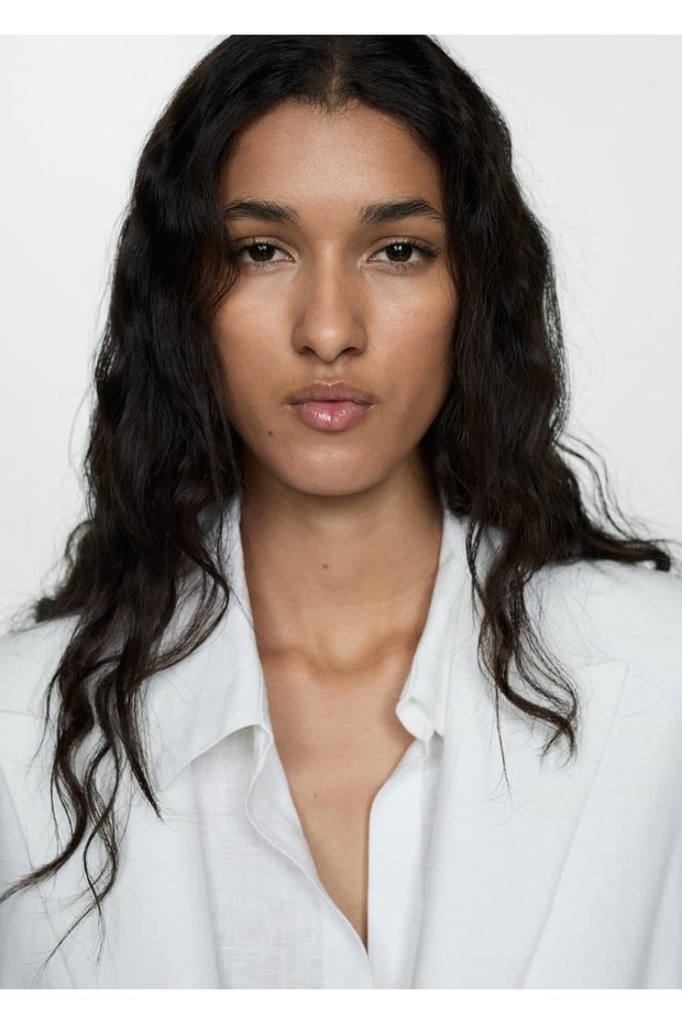 Düz keten blazer ceket - 6