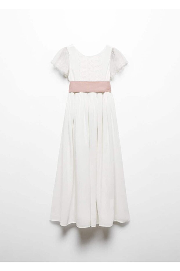 İşlemeli Fiyonklu Elbise - 1