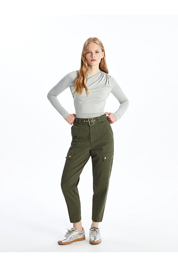 Women's Cargo Pants with Belt Waistband