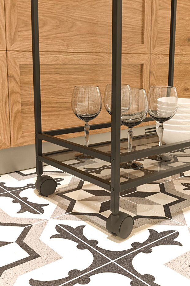 - طاولة جانبية لعربة تقديم العروض التقديمية ذات العجلات متعددة الأغراض من Vortex - 5