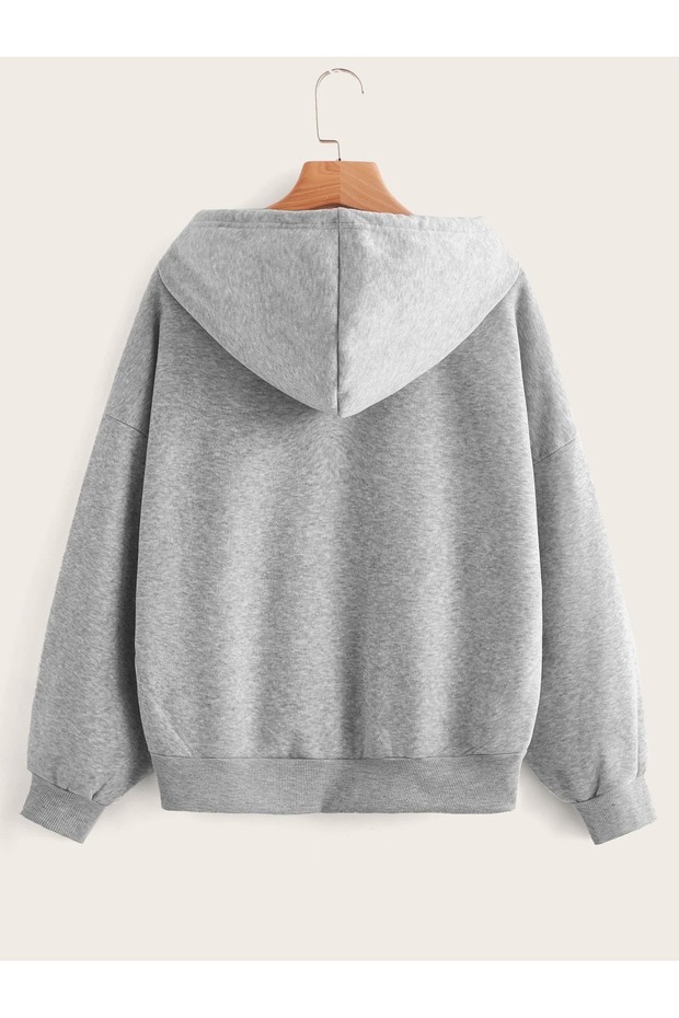 FERMUARLI KAPÜŞONLU OVERSİZE SWEATSHİRT - 1