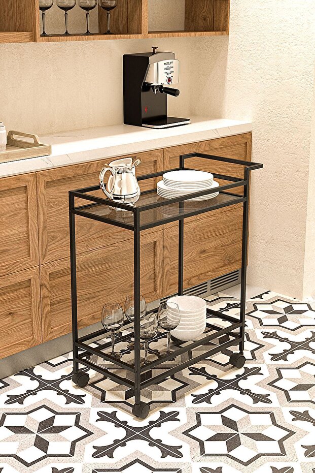 - طاولة جانبية لعربة تقديم العروض التقديمية ذات العجلات متعددة الأغراض من Vortex - 2