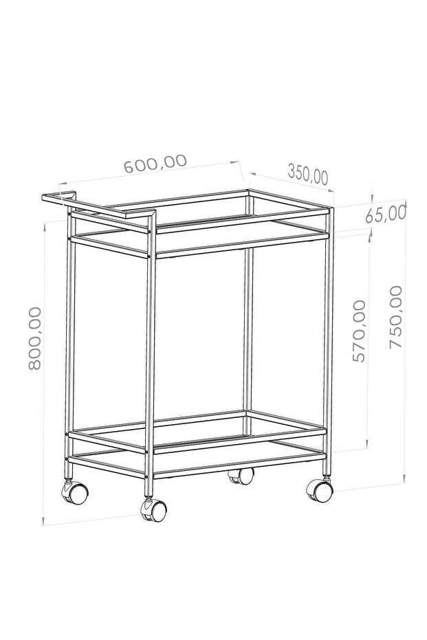 - طاولة جانبية لعربة تقديم العروض التقديمية ذات العجلات متعددة الأغراض من Vortex - 6