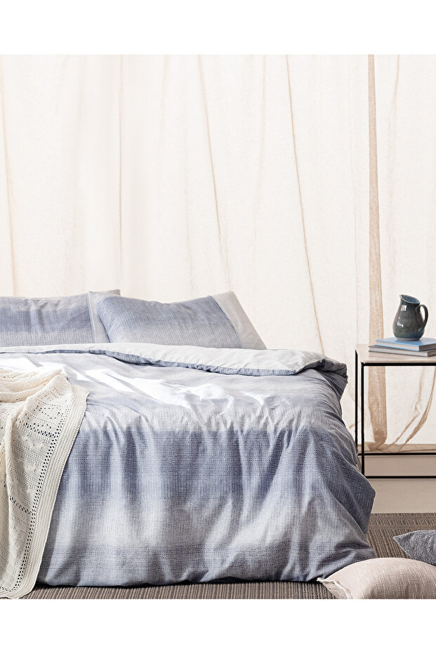 Adelya Double Crepe Printed Duvet Cover Set - Blue
