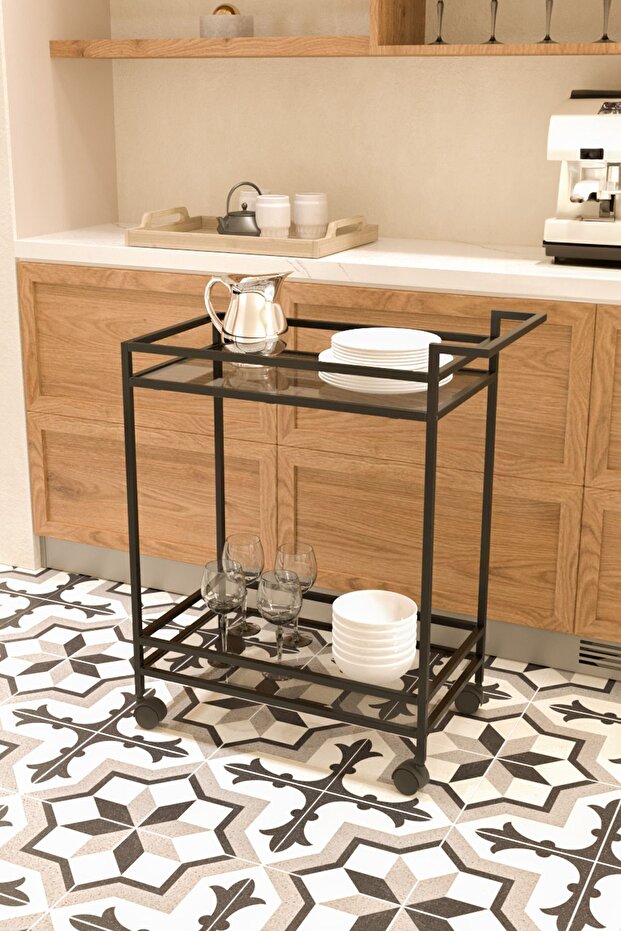 - طاولة جانبية لعربة تقديم العروض التقديمية ذات العجلات متعددة الأغراض من Vortex - 3